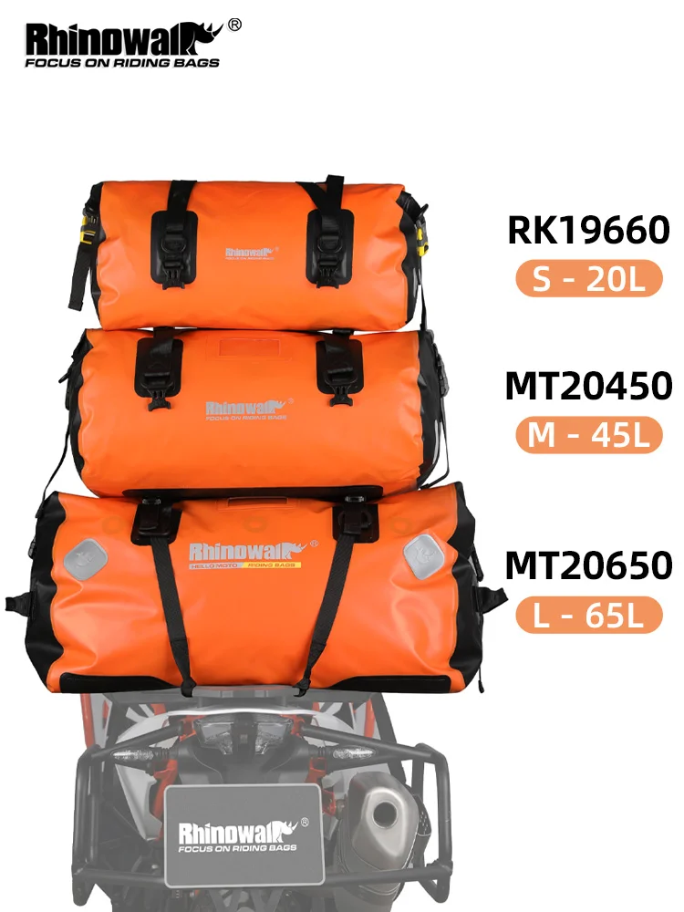 Rhinowalk Motorrad-Hecktasche, 20 l/45 l/65 l, große Kapazität, wasserdicht, Motorrad-Rücksitz, Satteltasche, Reisegepäck, Gepäckträger