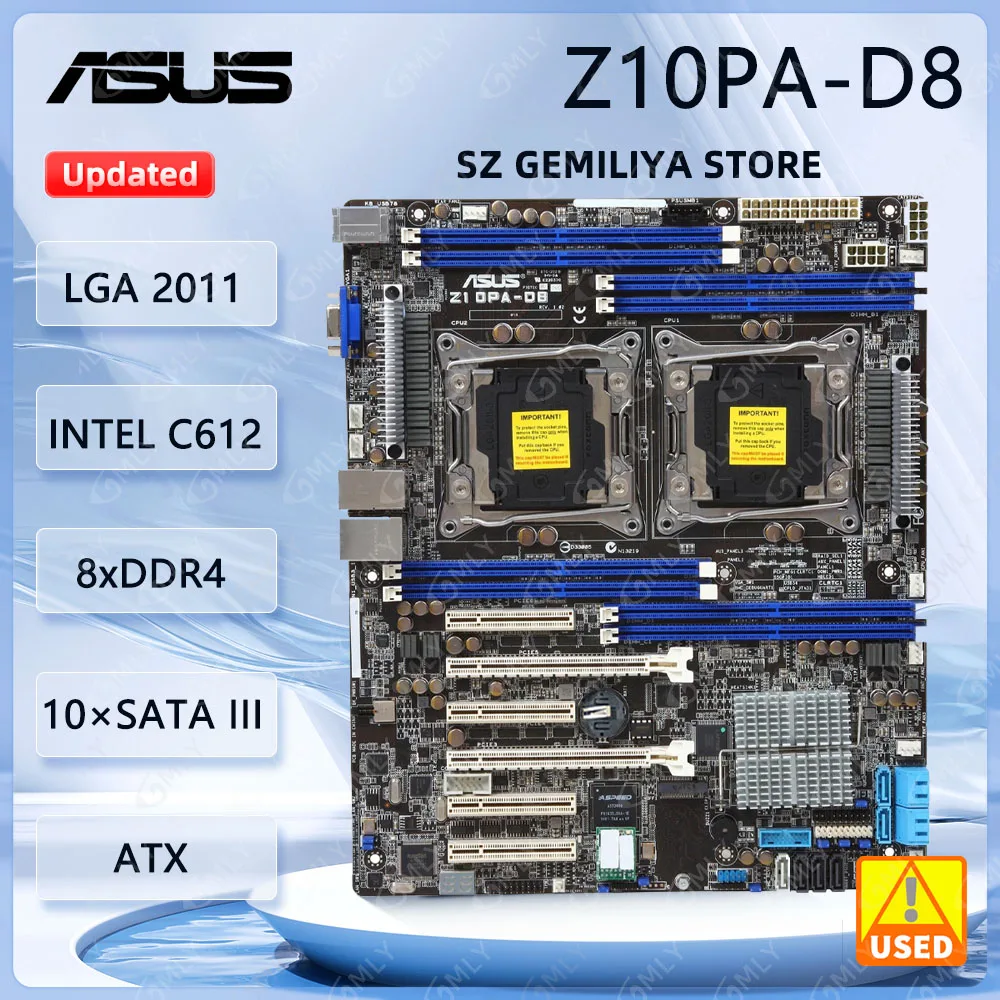 ASUS Z10PA-D8 Server-Motherboard Intel C612 Sockel 2011DDR4 USB 3.1 Gen 1 10×SATA III unterstützt Xeon E5-2600 V3/V4 CPU Image