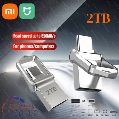New USB 3.2 2TB Flash Drive High Speed Type-C Interface Dual-Use Flash Memory 1TB Stick For Phone Windows Computer