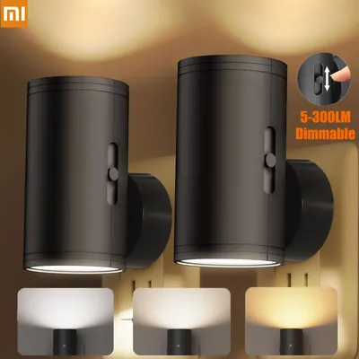 Xiaomi Night Light Plug In Wall EU US UK Plug Night Lamp With Dusk to Dawn LED Light Sensor 3 Colors Dimmable For Bedroom Stair