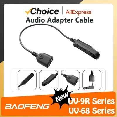 Baofeng Audio Adapter Cable 2 Pin K Plug Earphone Speaker Mic for UV-9R Pro V2 UV-68 Pro Max UV-S22 Waterproof Radio Accessories