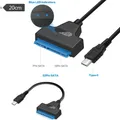 Cavo adattatore per disco rigido SATA da 22 pin femmina a tipo C maschio Cavo dati per disco rigido da 2,5-3,5 pollici Cavo USB 3.1 Easy Drive con luce