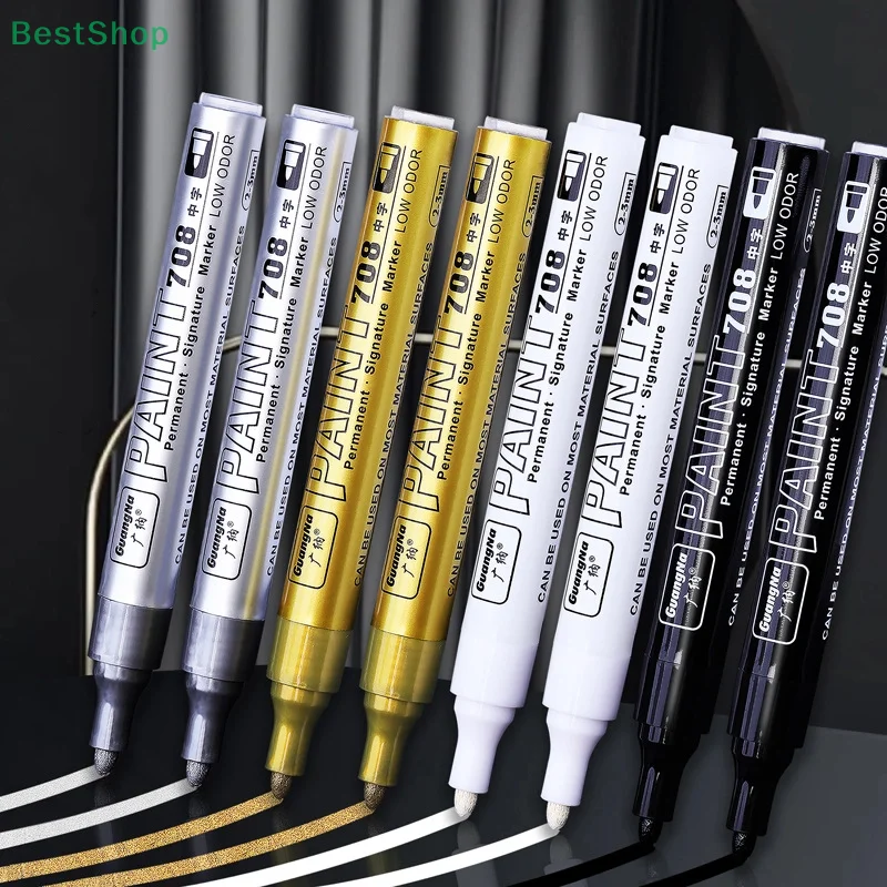 ómRebecca Parque Metallic-Farbmarkierungsstifte mit Tintenset, schnell trocknender Farb-Ausbesserungsstift, Signature-Graffiti-Stift zum Malen Image