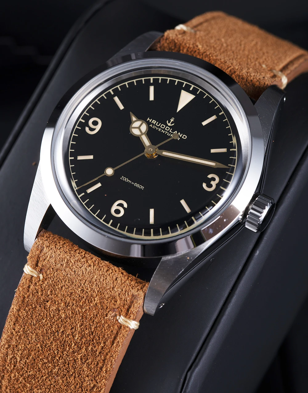 Hruodland Neue F029 Mit Lederband Kleid Männer Uhren 36mm Edelstahl Explorer Serie Automatische Mechanische Sport Uhr Image