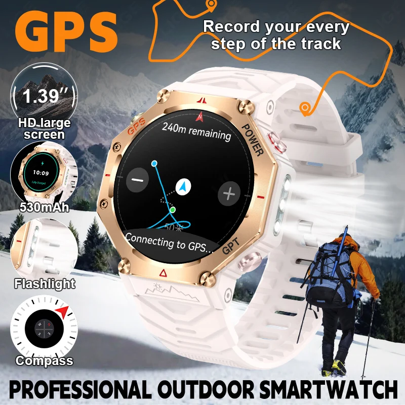 LIGE ChatGPT GPS Smart Watch AI Assistant Bluetooth Anruf Taschenlampe Kompass Höhenmesser 3ATM Wasserdichte Sport Fitness Smartwatch Image
