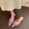 Sommer Neue Mode Vielseitige High Heel Hausschuhe Spitz Netting Verziert Kleider Sandalen Frauen Casual Elegante Damen Schuhe