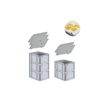 PROREGAL SparSet 5x Eurobox NextGen Economy mit Auflagedeckel & 4x Verschlüsse Gelb, Griffe zu, HxBxT 22x30x40cm, 20L, Eurobehälter Image