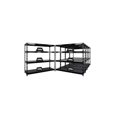 PROREGAL Mega Deal | 5x Profi Schwerlastregal Rhino | HxBxT 180x200x60cm | 4 Stahlplatten-Ebenen | Fachlast 500kg | Schwarz Image