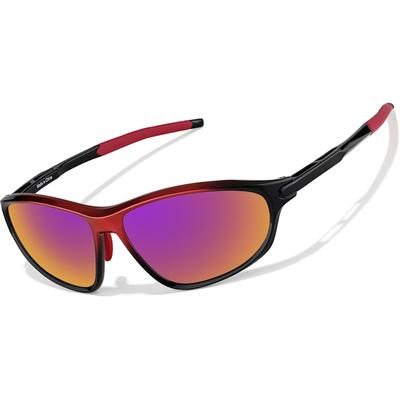 Zenni Wrap-Around Glasses Red Plastic Full Rim Frame