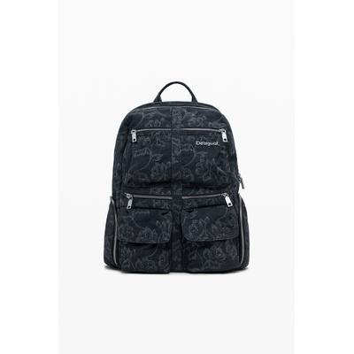 Large embroidered denim backpack