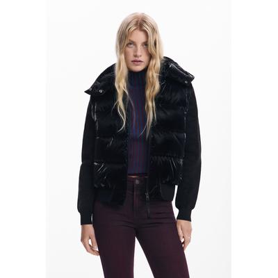 Shiny convertible padded jacket