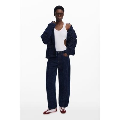 Two-tone denim trousers