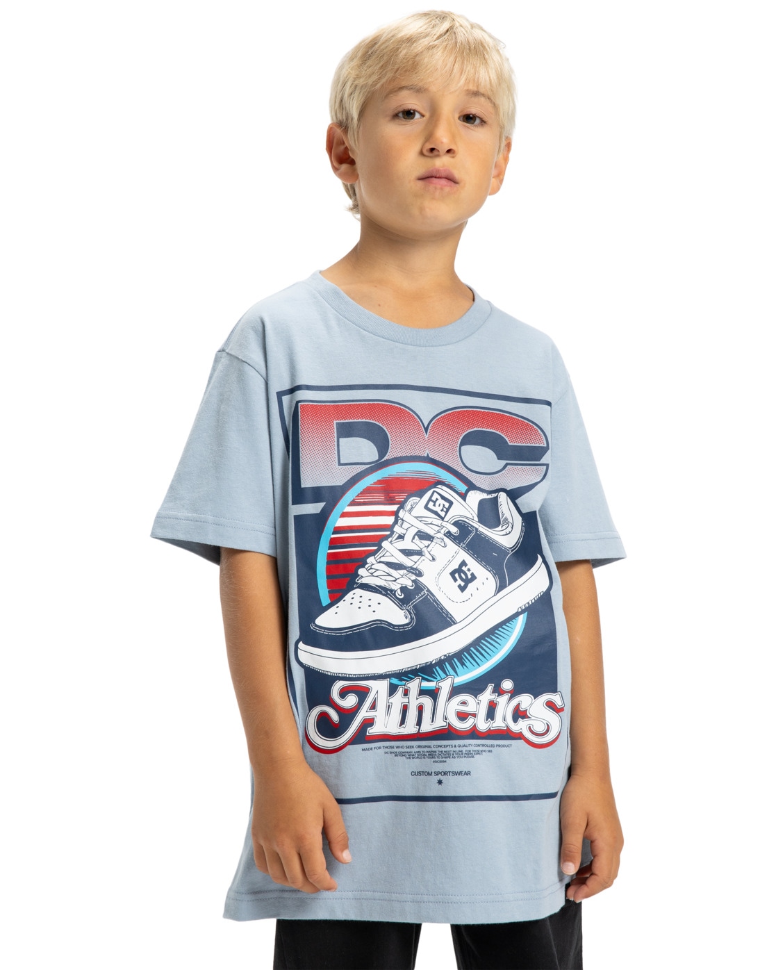 T-Shirt DC SHOES "Manteca Tribute", Jungen, Gr. 10(140-148cm), blau (blau fog), 75% Baumwolle, 25% Baumwolle, Shirts T-Shirt