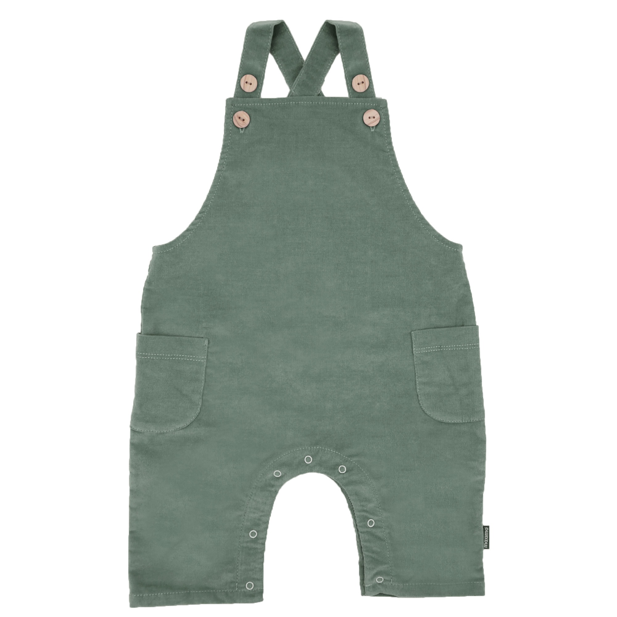 Latzhose MAXIMO, Baby, Gr. 50/56, N-Gr, grün (khaki grau), Cord, Obermaterial: 97% Baumwolle, 3% Elasthan, unifarben, lang, Hosen, hoher Baumwollanteil, Stretch-Cord, Träger, zum Knöpfen, Wickelöffnung Image
