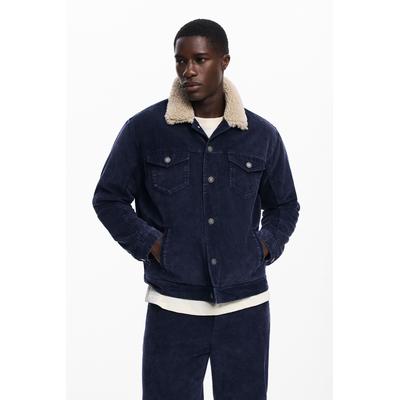 Corduroy jacket with faux shearling collar