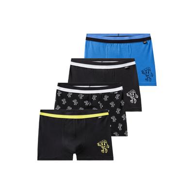 Boxer BUFFALO "Boxershorts für Jungen", Kinder, Gr. 182, blau (schwarz, blau), Jersey, Obermaterial: 95% Baumwolle, 5% Elasthan, bedruckt, Unterhosen, mit witzigen Icons bedruckt Image