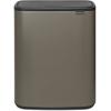 Mülleimer BRABANTIA "Bo Touch Bin, 60L", grau (platinum), B:54,50cm H:65,60cm T:31,20cm Ø:54,50cm, Metall, Kunststoff, Mülleimer, Soft-Touch-Öffnungssystem