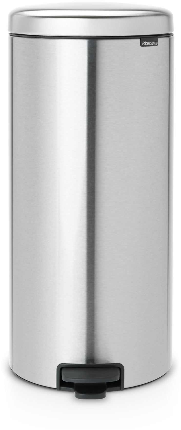 Mülleimer BRABANTIA "NewIcon Treteimer, 30L", matt steel fingerprint proof, B:29,3cm H:67,9cm T:38cm Ø:29,3cm, Kunststoff, Metall, Mülleimer, Mülleimer, sanft schließender Deckel, mit leichter Pedalbedienung