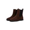 Chelseaboots TOMMY HILFIGER "FLAG SUEDE CHELSEA BOOT", Damen, Gr. 40, braun (dunkelbraun), Veloursleder, Elastischer Einsatz, klassisch, Schuhe, Stiefelette, Businessschuh mit Hardcover-Flagge an der Ferse