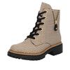 Schnürstiefelette RIEKER, Damen, Gr. 36, beige (beige, schwarz), Textil, Glanzfaden, modisch, Schuhe, Schnürboots, Herbstboots, Profilsohle, Blockabsatz, im Pepita-Look