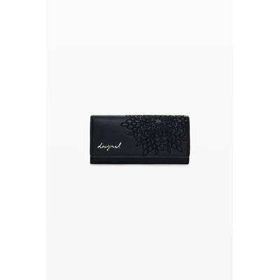 Medium embroidered faux leather wallet