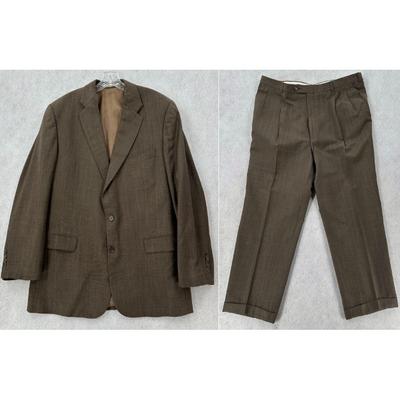 Burberry Suits & Blazers | Burberry 2pc Suit 46l Windowpane Wool Sports Coat Blazer Jacket & Pants 38x29 | Color: Brown | Size: 46l