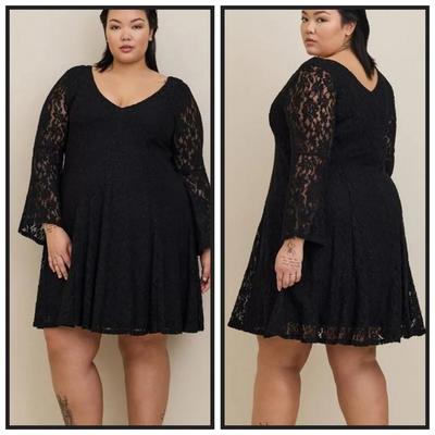 Torrid Dresses | Torrid Black Mini Lace Bell Trapeze Dress Size 1x | Color: Black | Size: 0