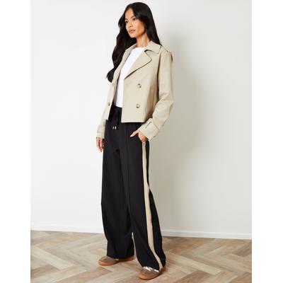 Black Side Stripe Pull On Wide Leg Trousers
