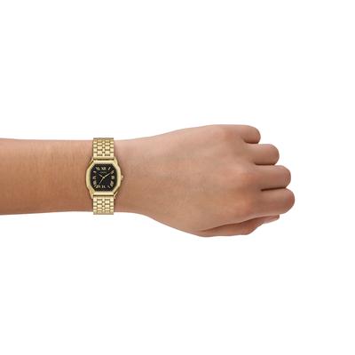Quarzuhr FOSSIL "HARLOW", gelbgoldfarben, schwarz, Armbanduhren, Damen, Armbanduhr, Damenuhr, Lederarmband, analog Image