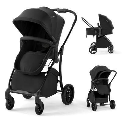 Costway 2-in-1 Baby Stroller with Bassinet Mode and Reversible Seat-Black