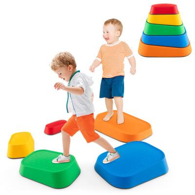 Costway Stepping Stone for Kids 5Pcs Non-Slip Toddler River Stone Set-Multicolor