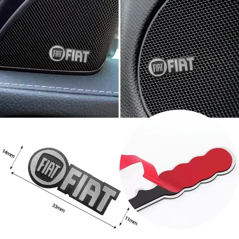 Autocollant de décoration intérieure de voiture, emblème Fiat 3D en aluminium, intérieur vidéo pour Fiat 500 Grande Punto Tipo Panda Ducato Stilo Fiorino Dobl