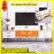 Comanlai Meuble TV moderne avec 4 tiroirs et 2 portes en verre trempé, design en marbre, meuble TV pour salon, 170 x 37 x 47,5 cm