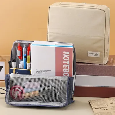 Tragbarer Stand-Up-Make-up-Pinselhalter, stehende Make-up-Tasche, große Kapazität, Oxford-Tuch, einfacher Schreibwaren-Organizer für Studenten
