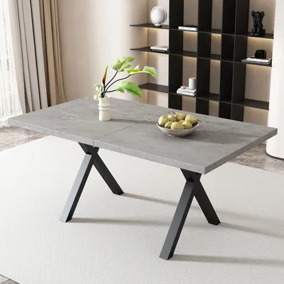 Dining table, cross-leg design, rectangular dining table, coffee table, modern, simple wrought iron dining table, L140*W80*H76cm