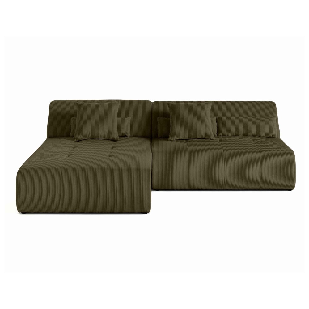 Canapé d'angle réversible 4 places en velours côtelé vert