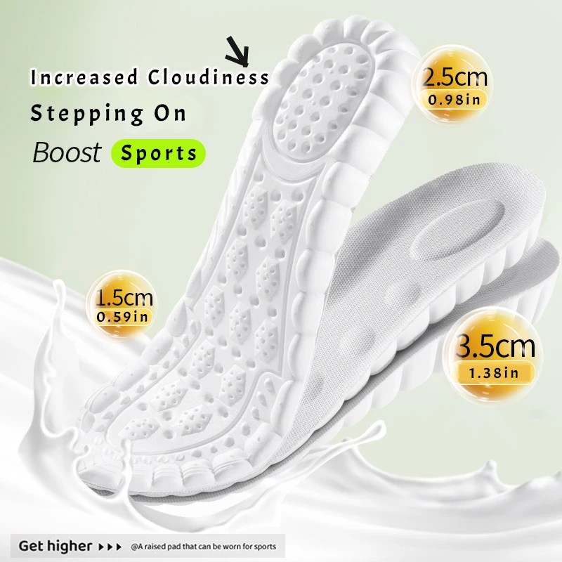 1 Paar unsichtbare Einlegesohlen zur Erhöhung der Höhe, superweiche TPU-Sportschuhe, Einlegesohlen für Füße, Stoßdämpfung, Schuhsohle Image