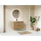 Mobile bagno sospeso striato con lavabo da incasso - 2 cassetti - Rovere naturale chiaro - 80 cm - SARONE