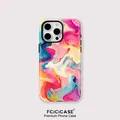 Fcicicase Per Magsafe Custodia di ricarica wireless per iPhone 16 15 14 13 Pro Max 12 11 Cover magnetica con linee colorate a doppio strato