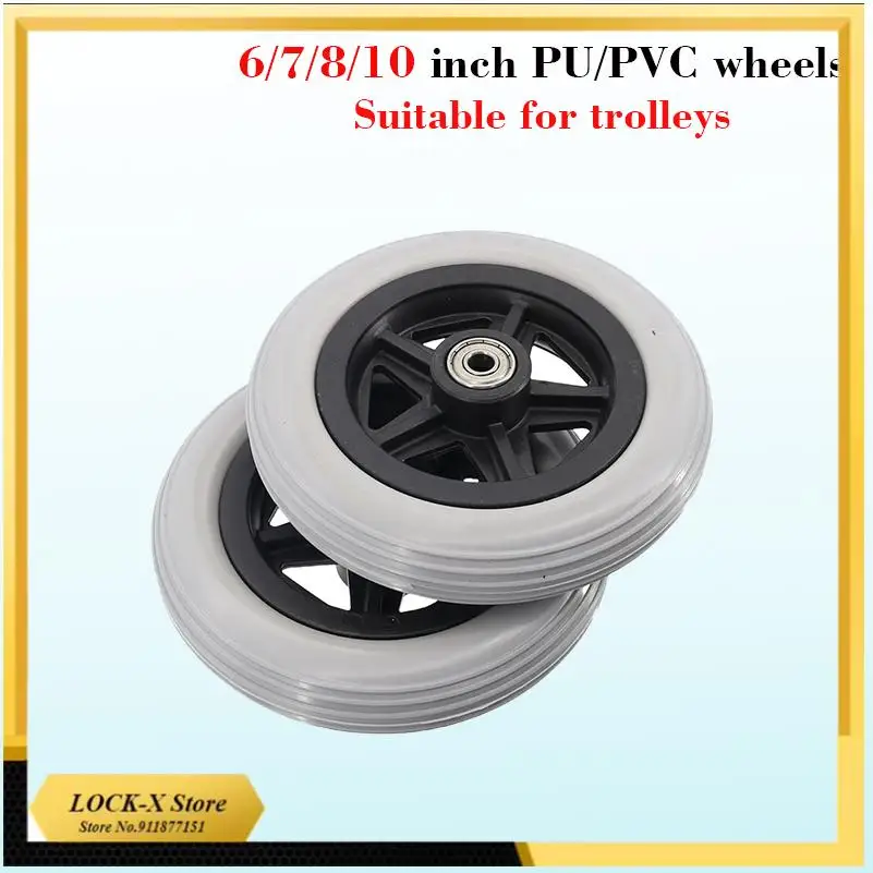 Lenkrolle Rollstuhl Vorderrad 6/78/10 Zoll Zweifarbige Rollen Kleine Wagenrollen Stuhlrad für Rollstuhlzubehör Image