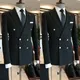 Abito da uomo in 2 pezzi a righe nere Pantaloni da abito a righe Abito a righe top business Blazer Abiti su misura