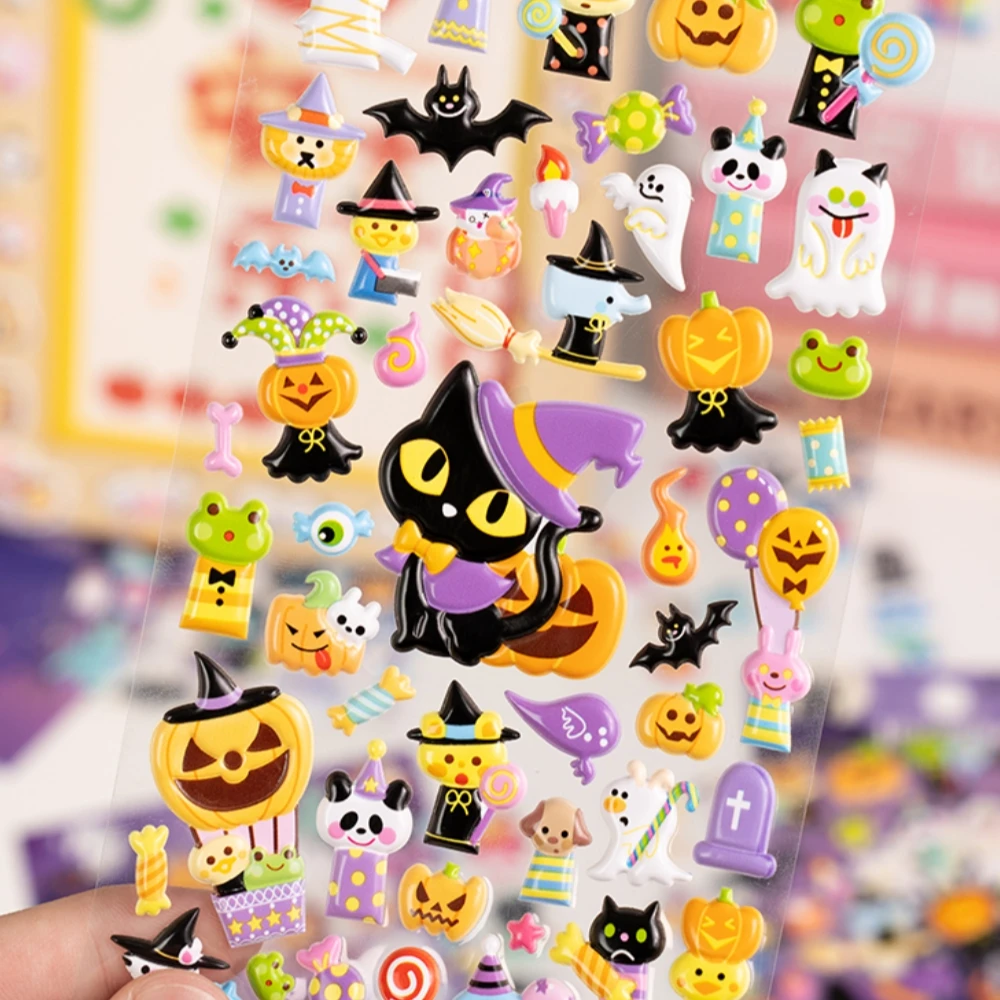 4 Stück neue lustige Halloween 3D Puffy Aufkleber Scrapbooking Dekor Journal Aufkleber DIY Tagebuch Briefpapier Aufkleber Schule Bürobedarf Image