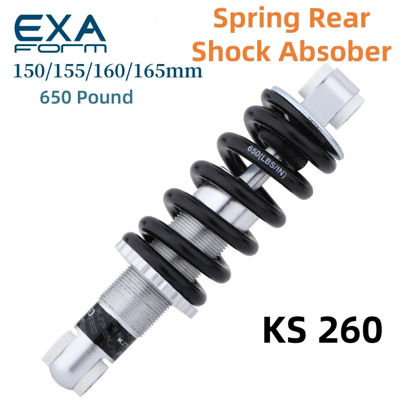 EXAForm Hinterer Stoßdämpfer KS 260 Federungsschocks 150 155 mm 650 Pfund Feder für XC/Freizeit/MTB/Faltrad/Roller Image