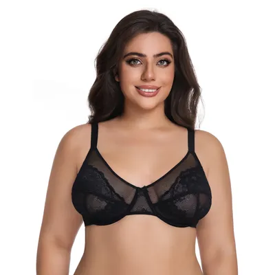 VUKOISWE Minimizer Bras for Women Full Coverage Underwire Bras Plus Size Lifting Lace Bra for Heavy Breast