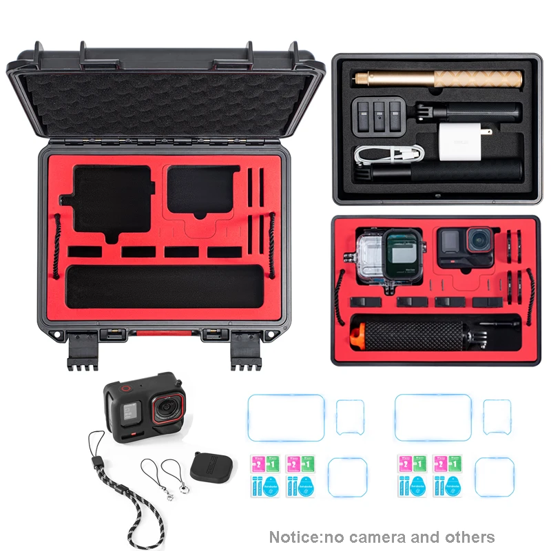 2 Schichten tragbare Reise wasserdichte Hartschale 2 Glasfolie Silikonhülle Set für Insta360 ACE Pro 2 Zubehör Tragetasche Image