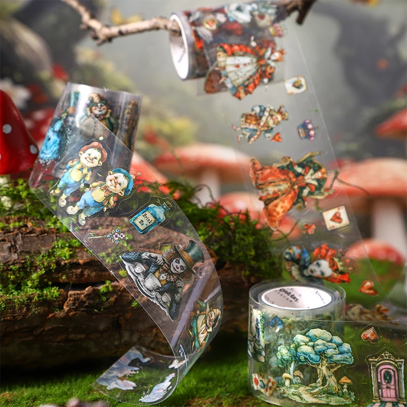 JIANQI 50 mm * 2 m PET-Bänder-Set Schulbedarf Niedliche Aufkleber Abdeckband Ästhetisches Briefpapier Scrapbooking Tagebuch Dekoration Image