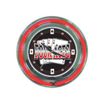 Four Aces Neon Clock - 14 inch Diameter FA1400