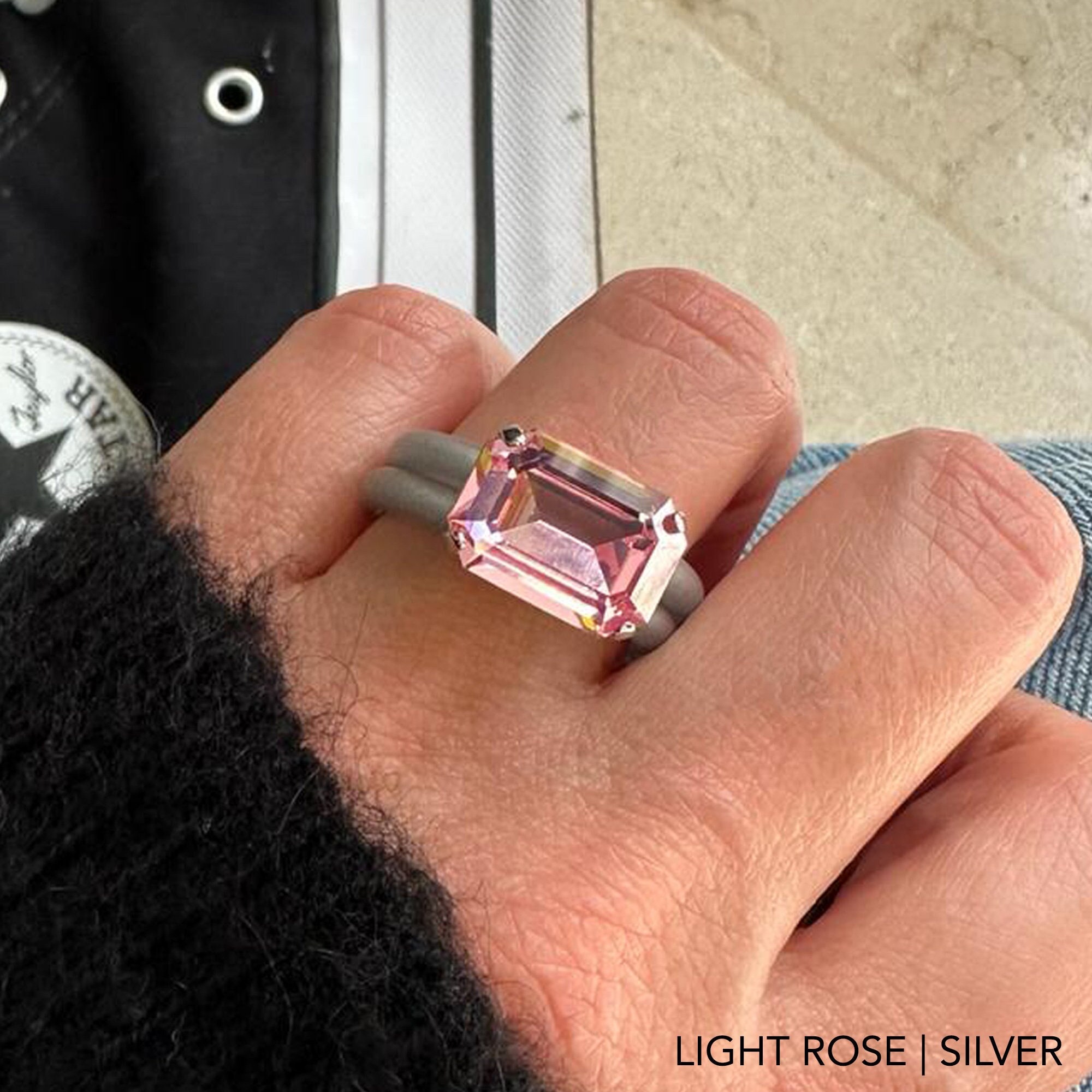 Anello con pietra rosa, anello in silicone, anello in gomma, anelli doppi, anello in silicone da donna, anello di fidanzamento in silicone, anello con
