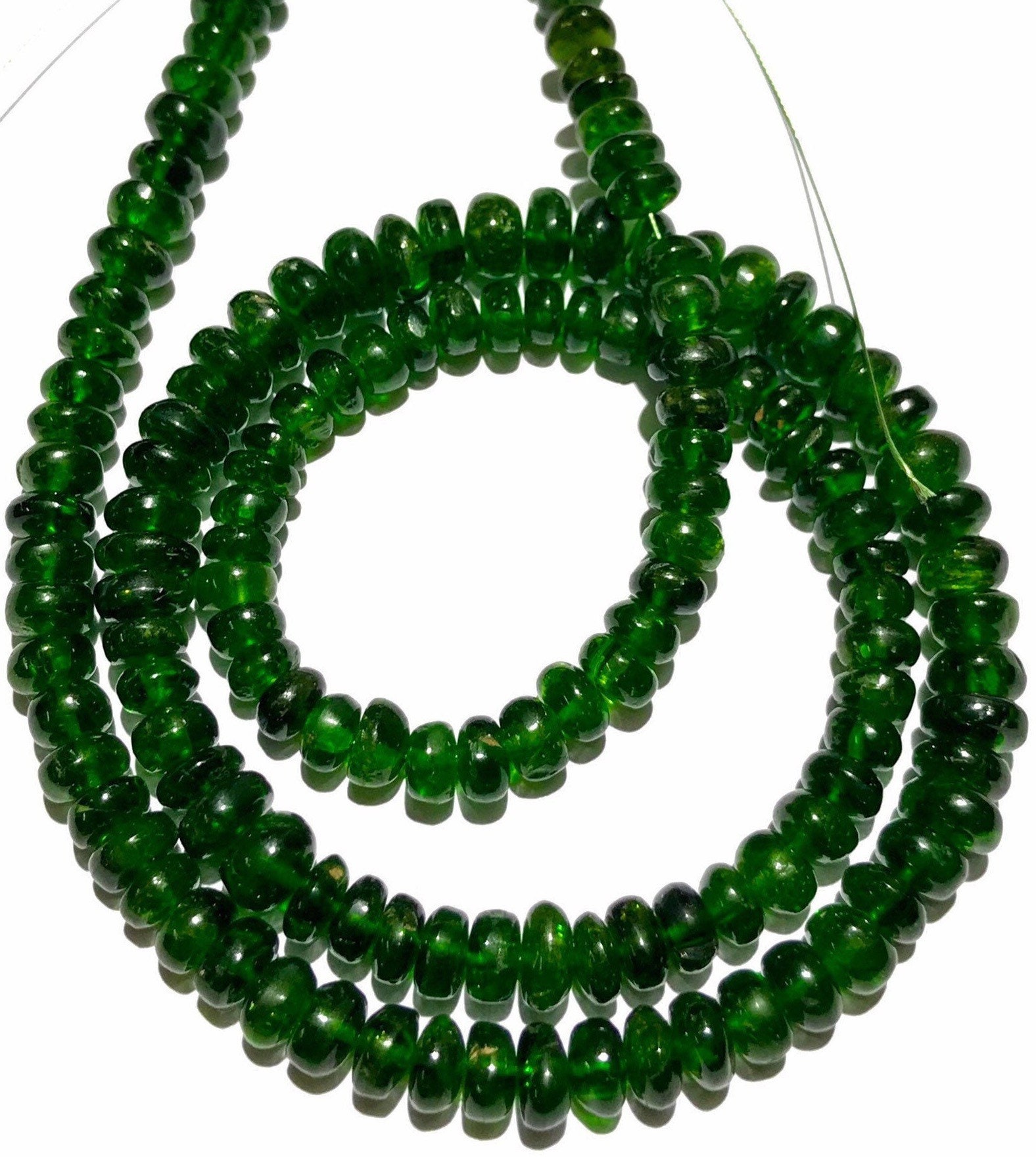 Perline di pietra preziosa di diopside di cromo naturale AAA+ da 4-5 mm Perline rondelle lisce di diopside di cromo Perline di gemme di diopside di cr