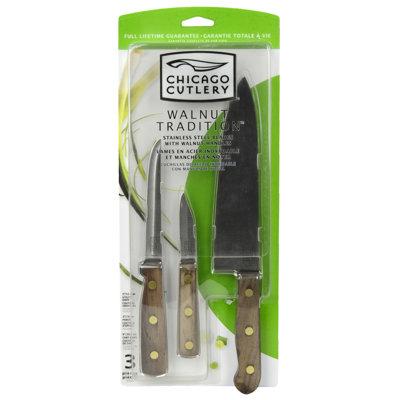 Chicago Cutlery Tradition 3 Piece Cutlery Knife Set High Carbon Stainless Steel in Black/Brown/Gray | Wayfair B42